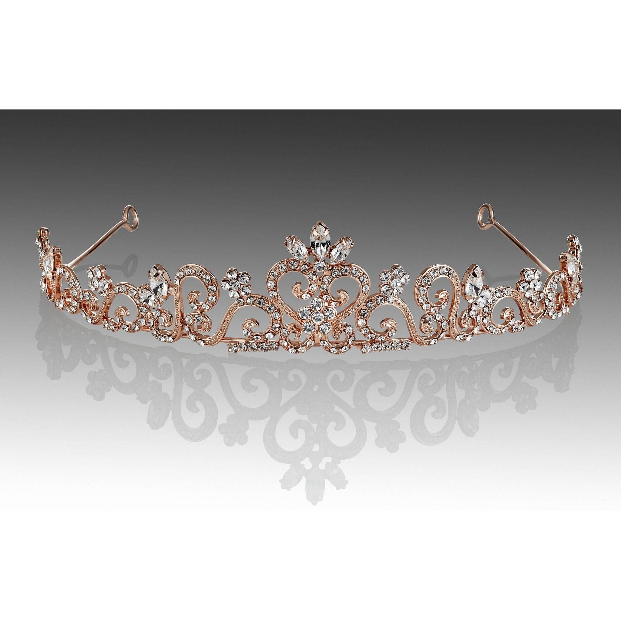 Heart-Shaped Crystal Rose GOld Tiara